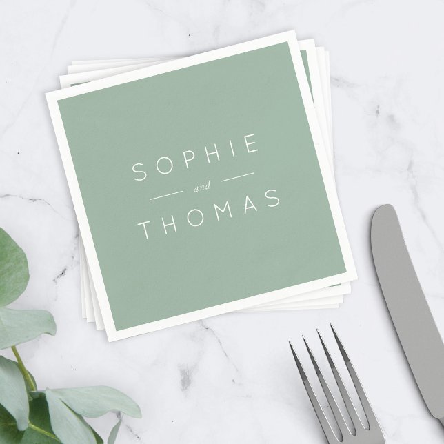 Serviette En Papier Mariage Vert Sauge Clair (Créateur téléchargé)