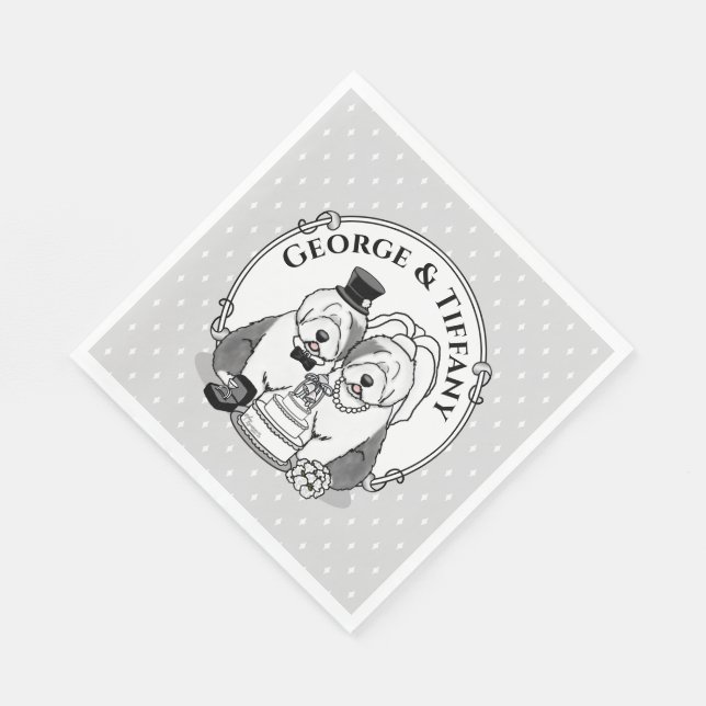 Serviette En Papier Mariage Vieux Anglais Bergers Mariée Gray 1 (Coin)