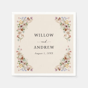 Serviette En Papier Mariage Vintage Bohème aux Fleurs Sauvages