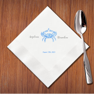 Serviette En Papier mariage vintage de crabe bleu