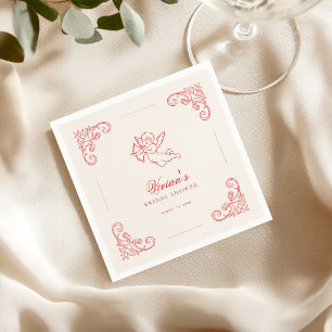 Serviette En Papier Mariage Vintage Dessiné à la Main Cupidon Chérubin