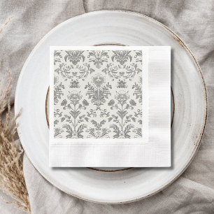 Serviette En Papier Mariage Vintage Fleur Blanc Style Damassé Victorie