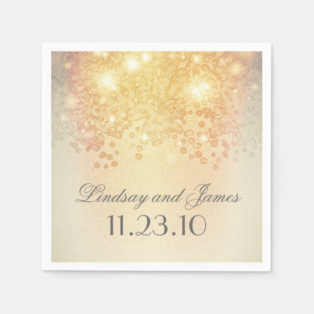 Serviette En Papier Mariage vintage Gold Lights (Devant)