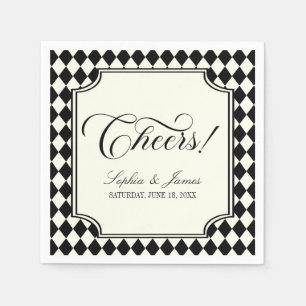 Serviette En Papier Mariage Vintage Noir Ivoire Luxe Ancien