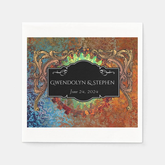Serviette En Papier Mariage Vintage Steampunk Personnalisé (Devant)