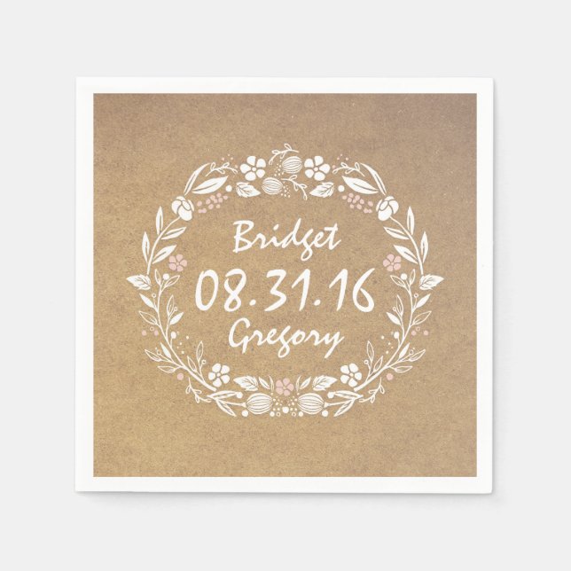 Serviette En Papier mariage vintage style kraft (Devant)