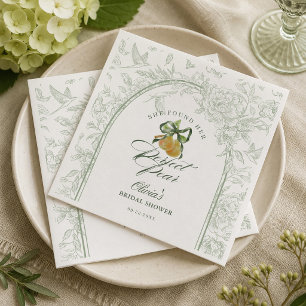 Serviette En Papier Mariage Vintage Vert Sauge Parfait Couple de Poire