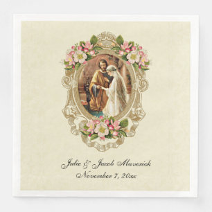 Serviette En Papier Mariage Vintage Vierge Marie St. Joseph Catholique