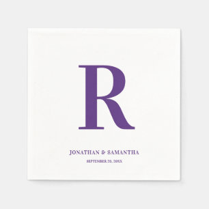 Serviette En Papier Mariage violet et blanc Monogramme serviettes mode