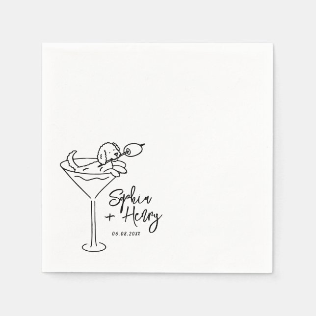 Serviette En Papier Mariage Whimsical Main Drag et Martini (Devant)