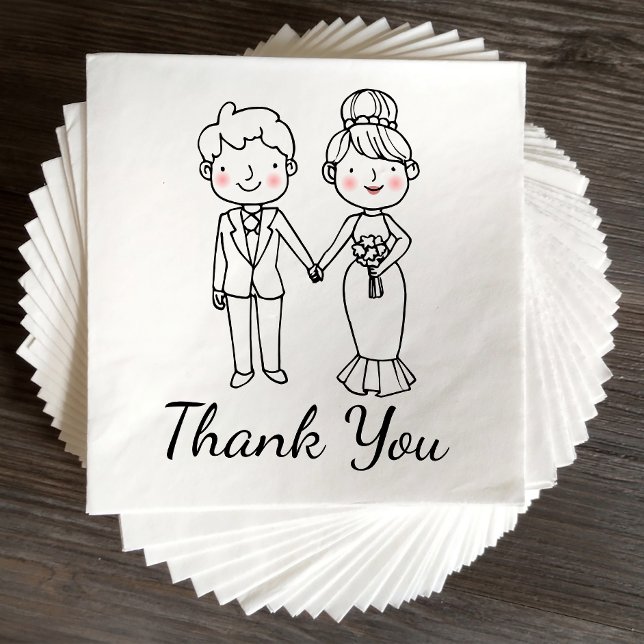 Serviette En Papier Mariage Whimsical Merci de la mariée de dessin (Créateur téléchargé)