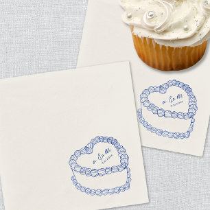 Serviette En Papier Mariage Whimsical Vintage Gâteau Levé main