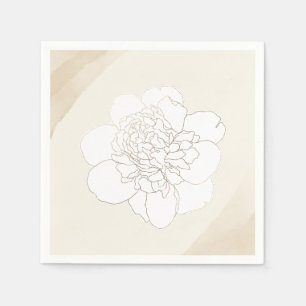 Serviette En Papier Mariage White Peonies Blossoms