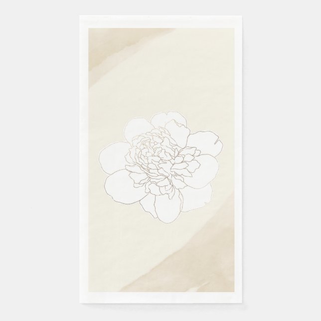 Serviette En Papier Mariage White Peonies Blossoms (Devant)
