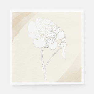 Serviette En Papier Mariage White Peonies Blossoms