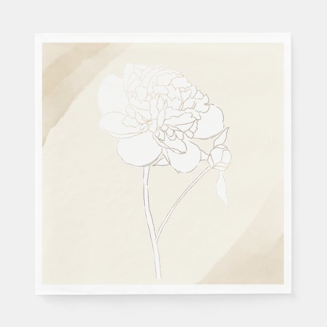 Serviette En Papier Mariage White Peonies Blossoms (Devant)