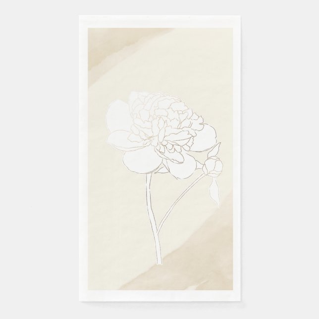 Serviette En Papier Mariage White Peonies Blossoms (Devant)