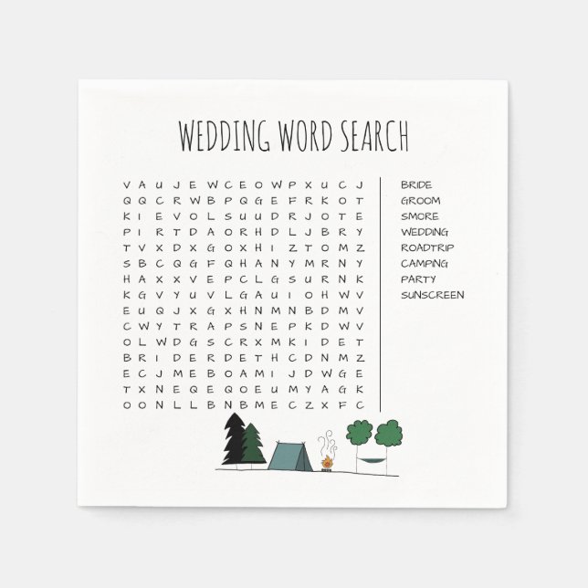 Serviette En Papier Mariage Word Recherche Cocktail Napkins (Devant)