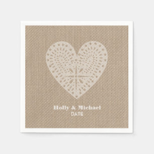 Serviette En Papier Mariages de dentelle inspirés Burlap
