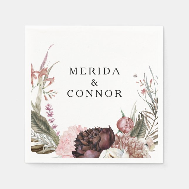 Serviette En Papier Mariages floraux Boho de Bourgogne (Devant)