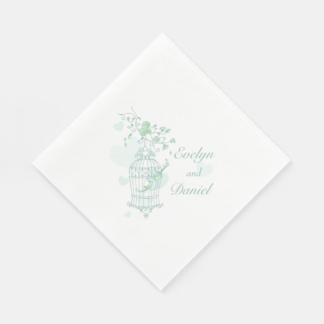 Serviette En Papier Mariages inséparables vertes déjeuner serviettes e (Coin)