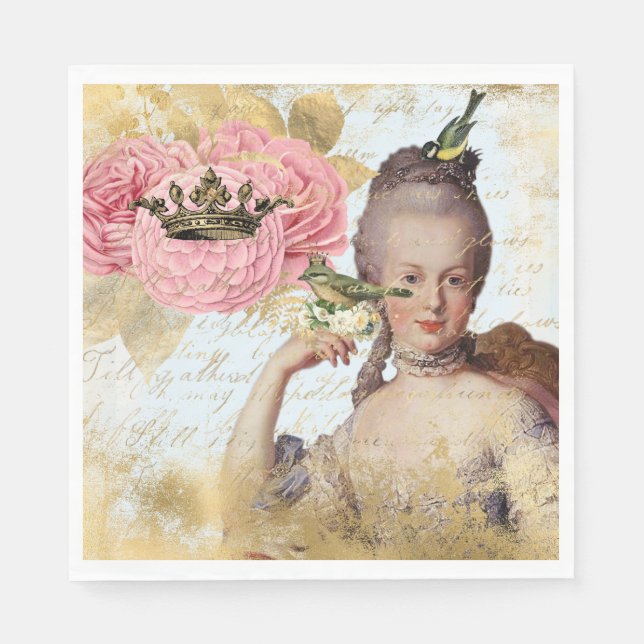 Serviette En Papier Marie Antoinette Parti Shabby d'inspiration frança (Devant)