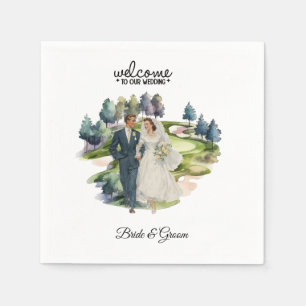 Serviette En Papier Mariée balle de golf et Groom Bienvenue à notre ma