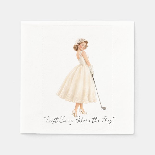 Serviette En Papier Mariée célibataire de golf femme golfeuse  (Devant)