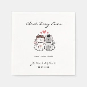 Serviette En Papier Mariée De Chat Cute Et Mariage De Groom