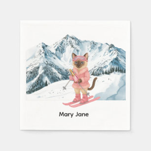 Serviette En Papier Mariée de Ski Bachelorette sur la pente Napkins