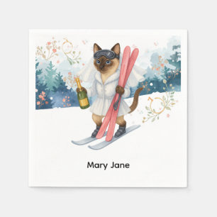 Serviette En Papier Mariée de Ski Bachelorette sur la pente Napkins