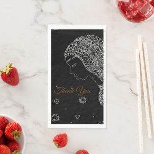 Serviette En Papier Mariée élégante silhouette noir et blanc Invité
