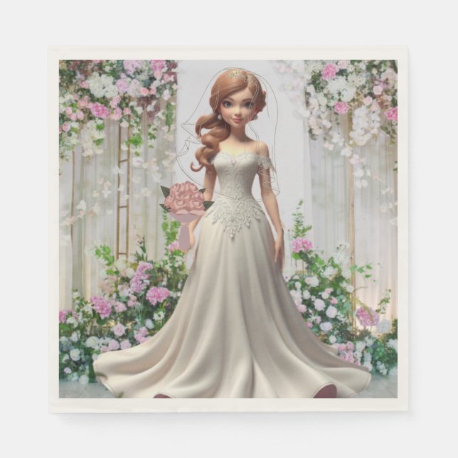 Serviette En Papier Mariée enchantée (Devant)
