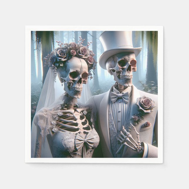 Serviette En Papier Mariée et marié d'Halloween (Devant)