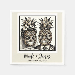 Serviette En Papier Mariée & Groom Aloha Pineapple Tiki Mariage 