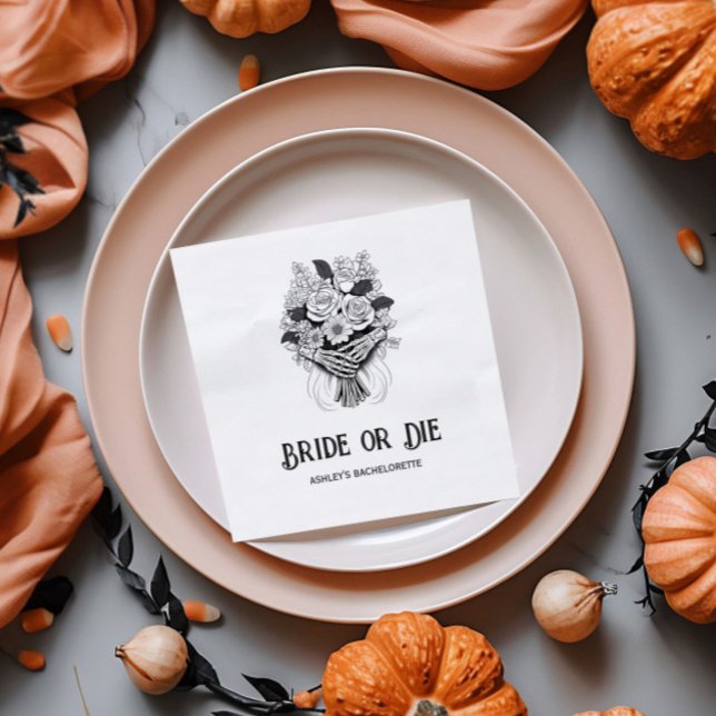 Serviette En Papier Mariée ou mort Halloween Bachelorette Party (Créateur téléchargé)