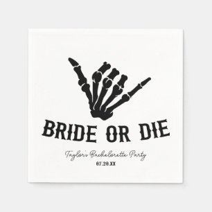 Serviette En Papier Mariée ou mort Rockstar Skeleton Bachelorette Part