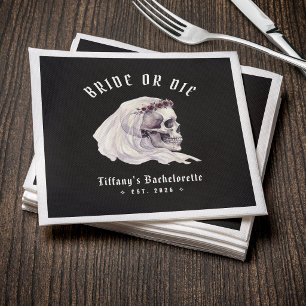 Serviette En Papier Mariée ou Mourir Crâne de Squelette Halloween Ente