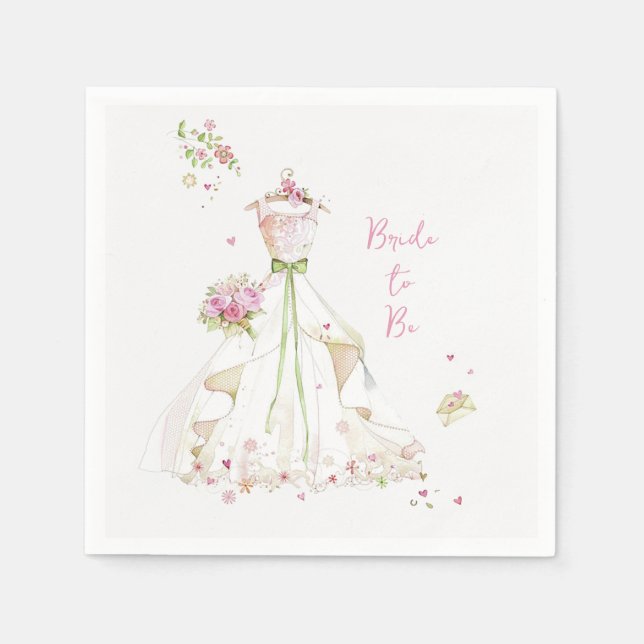 Serviette En Papier Mariée rougissante en fleurs (Devant)