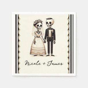 Serviette En Papier Mariée squelette de dessin animé + marié mariage f