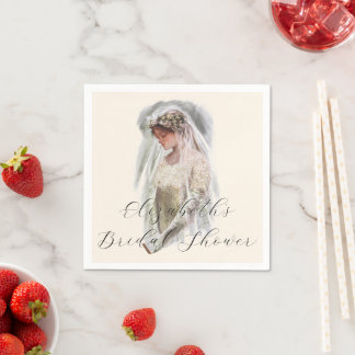 Serviette En Papier Mariée victorienne vintage avec Bible Harrison Fis