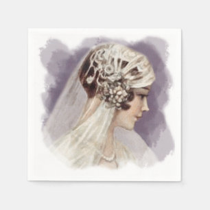 Serviette En Papier Mariée Vintage Deco prune