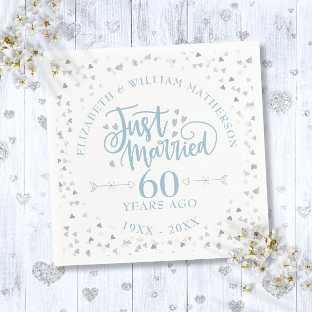 Serviette En Papier Mariés à peine ! 60e anniversaire de mariage (Just Married 60th Wedding Anniversary Napkins)