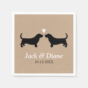 Serviette En Papier Mariés Basset Hounds avec Texte Personnalisé