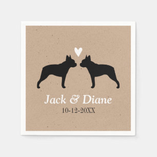 Serviette En Papier Mariés de mariage Boston Terriers avec Texte perso