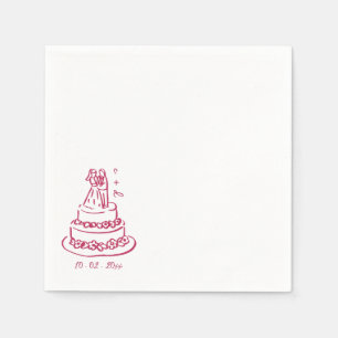 Serviette En Papier Mariés dessinés à la main se mariant