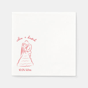 Serviette En Papier Mariés élégants dessinés à la main se mariant