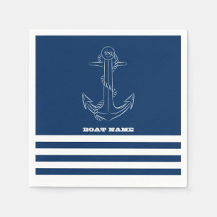 Serviette En Papier Marin Ancre Naútíque Rayures Bleu Marine