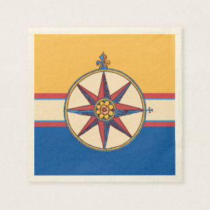 Serviette En Papier Marina nautique de cru de boussole de Windrose de