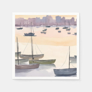 Serviette En Papier Marina pour bateaux Baie océanique à l'aquarelle